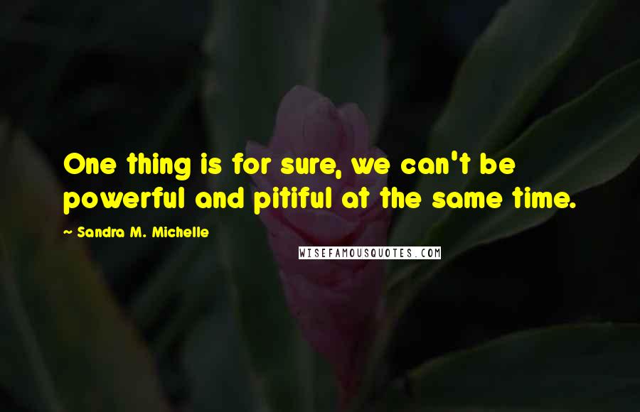 Sandra M. Michelle Quotes: One thing is for sure, we can't be powerful and pitiful at the same time.