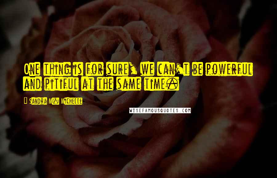 Sandra M. Michelle Quotes: One thing is for sure, we can't be powerful and pitiful at the same time.