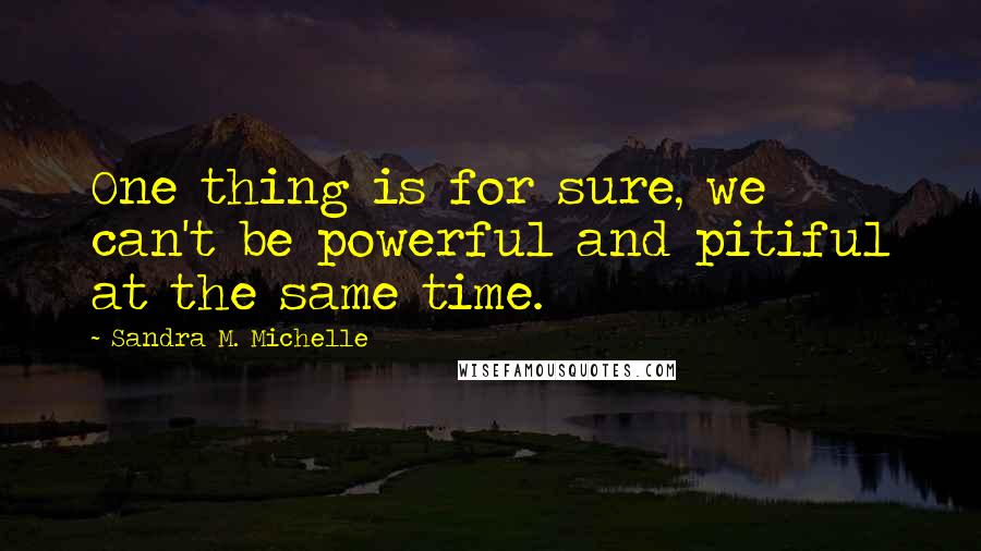 Sandra M. Michelle Quotes: One thing is for sure, we can't be powerful and pitiful at the same time.