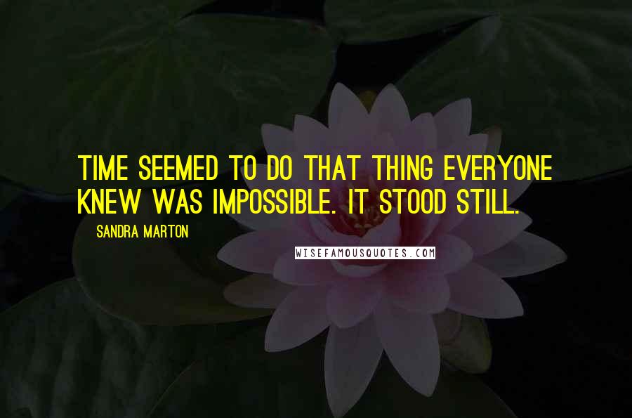 Sandra Marton Quotes: Time seemed to do that thing everyone knew was impossible. It stood still.
