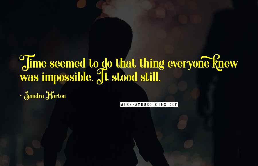 Sandra Marton Quotes: Time seemed to do that thing everyone knew was impossible. It stood still.