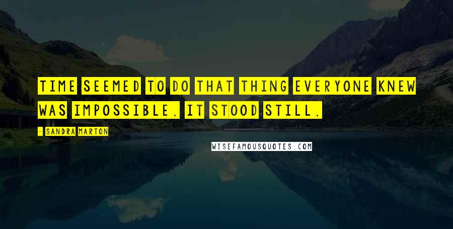 Sandra Marton Quotes: Time seemed to do that thing everyone knew was impossible. It stood still.