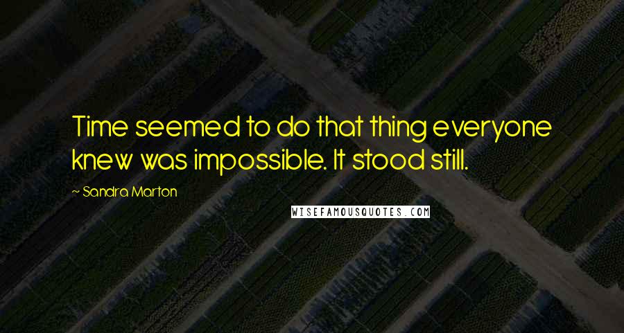 Sandra Marton Quotes: Time seemed to do that thing everyone knew was impossible. It stood still.