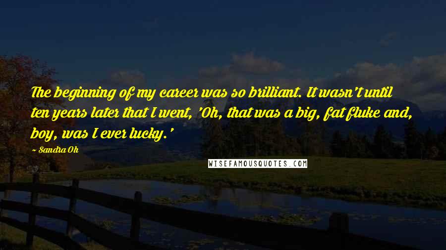 Sandra Oh Quotes: The beginning of my career was so brilliant. It wasn't until ten years later that I went, 'Oh, that was a big, fat fluke and, boy, was I ever lucky.'