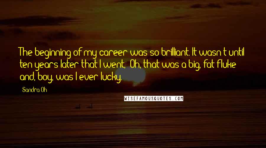 Sandra Oh Quotes: The beginning of my career was so brilliant. It wasn't until ten years later that I went, 'Oh, that was a big, fat fluke and, boy, was I ever lucky.'
