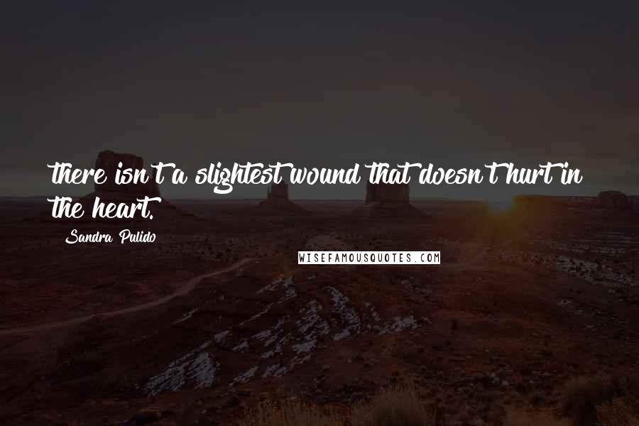 Sandra Pulido Quotes: there isn't a slightest wound that doesn't hurt in the heart.