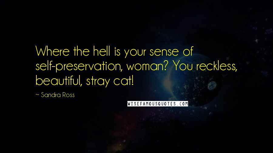 Sandra Ross Quotes: Where the hell is your sense of self-preservation, woman? You reckless, beautiful, stray cat!