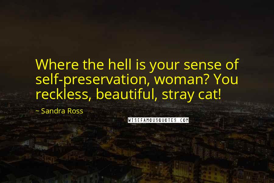 Sandra Ross Quotes: Where the hell is your sense of self-preservation, woman? You reckless, beautiful, stray cat!