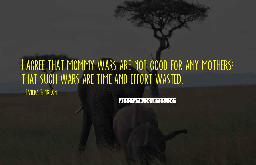 Sandra Tsing Loh Quotes: I agree that mommy wars are not good for any mothers: that such wars are time and effort wasted.