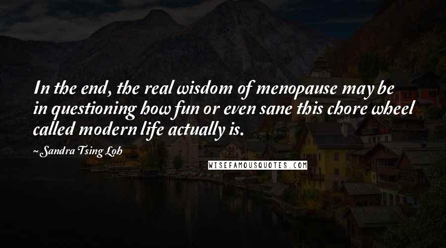 Sandra Tsing Loh Quotes: In the end, the real wisdom of menopause may be in questioning how fun or even sane this chore wheel called modern life actually is.