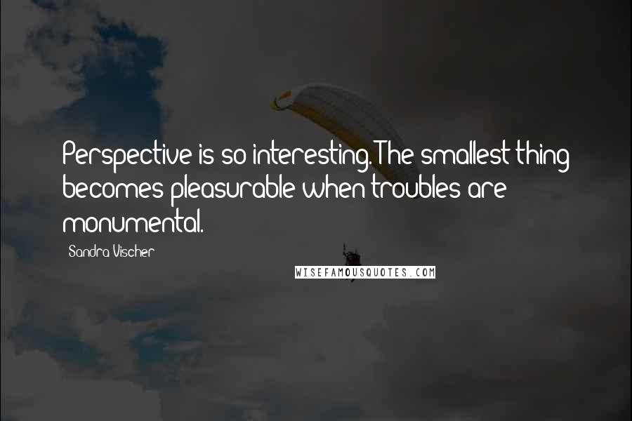 Sandra Vischer Quotes: Perspective is so interesting. The smallest thing becomes pleasurable when troubles are monumental.