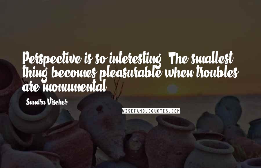 Sandra Vischer Quotes: Perspective is so interesting. The smallest thing becomes pleasurable when troubles are monumental.