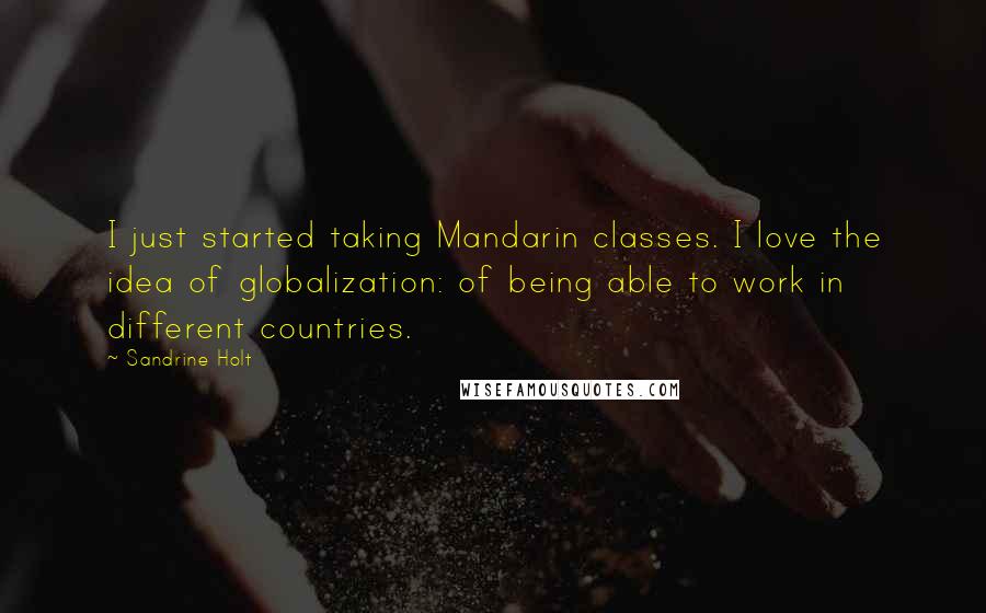Sandrine Holt Quotes: I just started taking Mandarin classes. I love the idea of globalization: of being able to work in different countries.