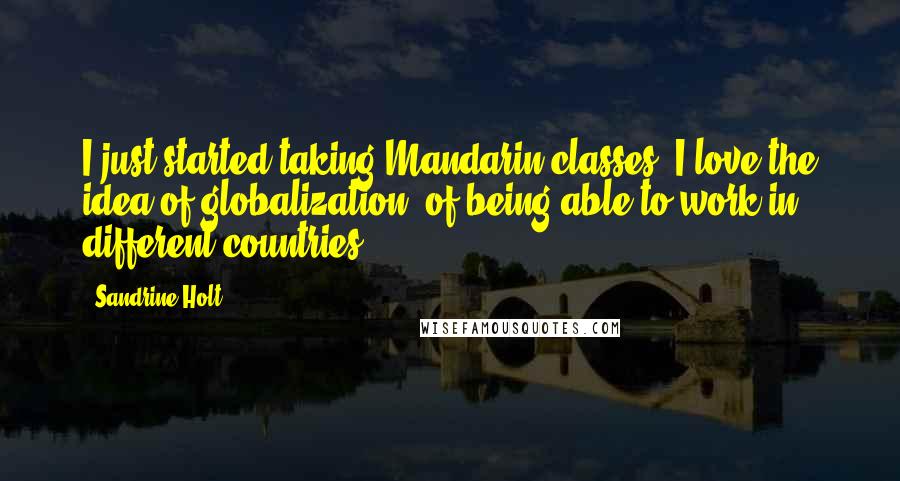 Sandrine Holt Quotes: I just started taking Mandarin classes. I love the idea of globalization: of being able to work in different countries.