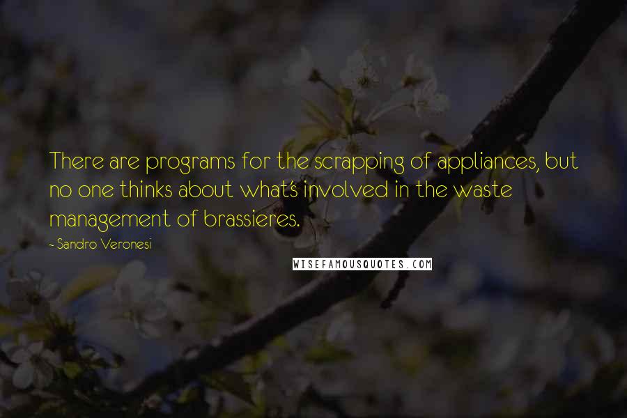 Sandro Veronesi Quotes: There are programs for the scrapping of appliances, but no one thinks about what's involved in the waste management of brassieres.