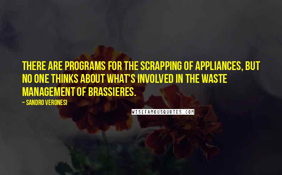 Sandro Veronesi Quotes: There are programs for the scrapping of appliances, but no one thinks about what's involved in the waste management of brassieres.