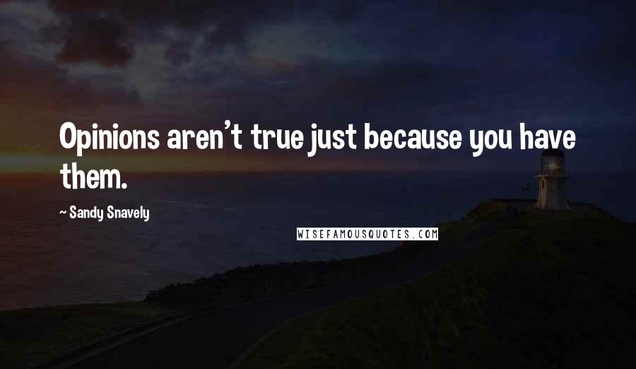 Sandy Snavely Quotes: Opinions aren't true just because you have them.