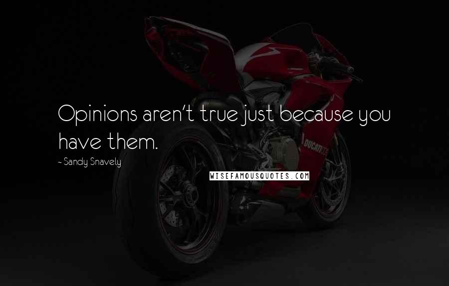 Sandy Snavely Quotes: Opinions aren't true just because you have them.