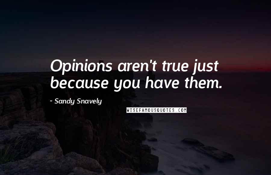 Sandy Snavely Quotes: Opinions aren't true just because you have them.