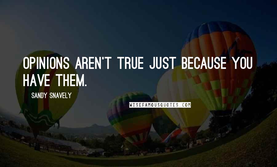 Sandy Snavely Quotes: Opinions aren't true just because you have them.