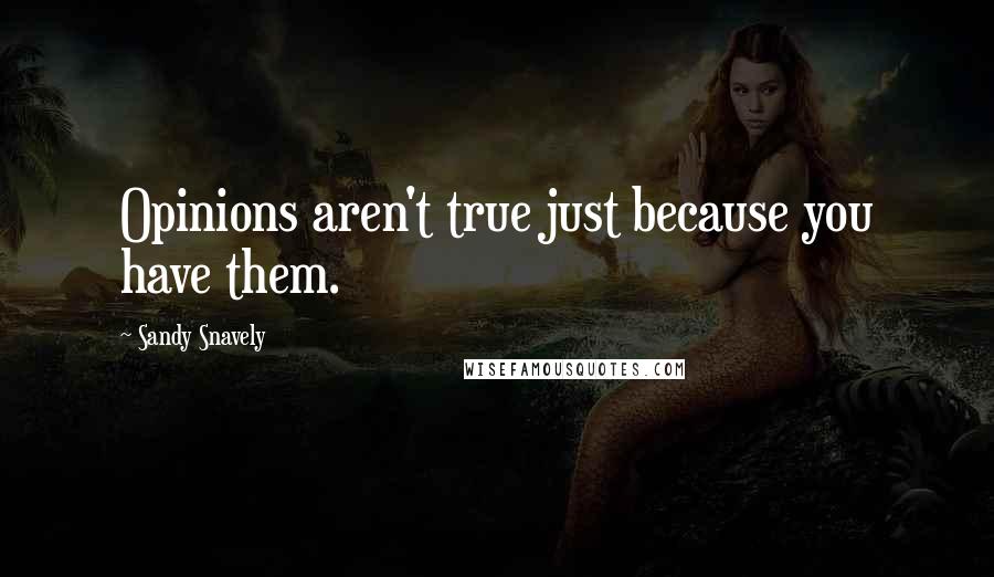 Sandy Snavely Quotes: Opinions aren't true just because you have them.