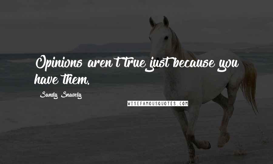 Sandy Snavely Quotes: Opinions aren't true just because you have them.
