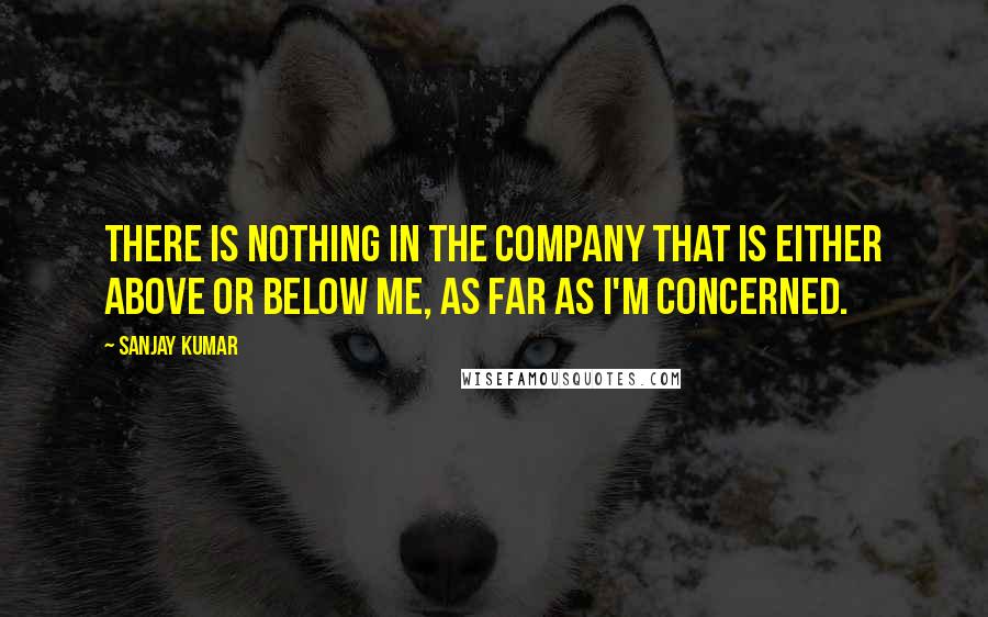 Sanjay Kumar Quotes: There is nothing in the company that is either above or below me, as far as I'm concerned.