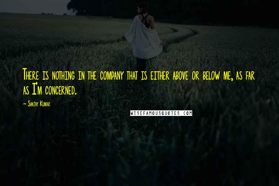 Sanjay Kumar Quotes: There is nothing in the company that is either above or below me, as far as I'm concerned.