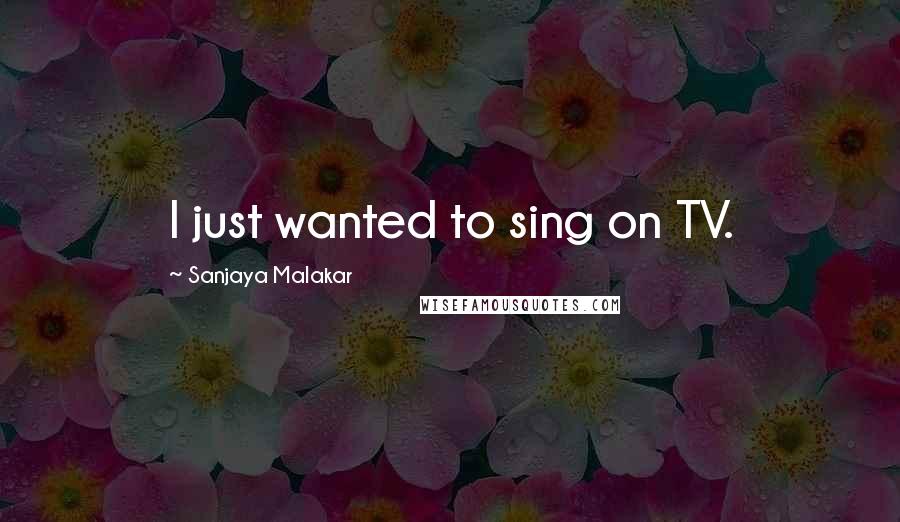 Sanjaya Malakar Quotes: I just wanted to sing on TV.