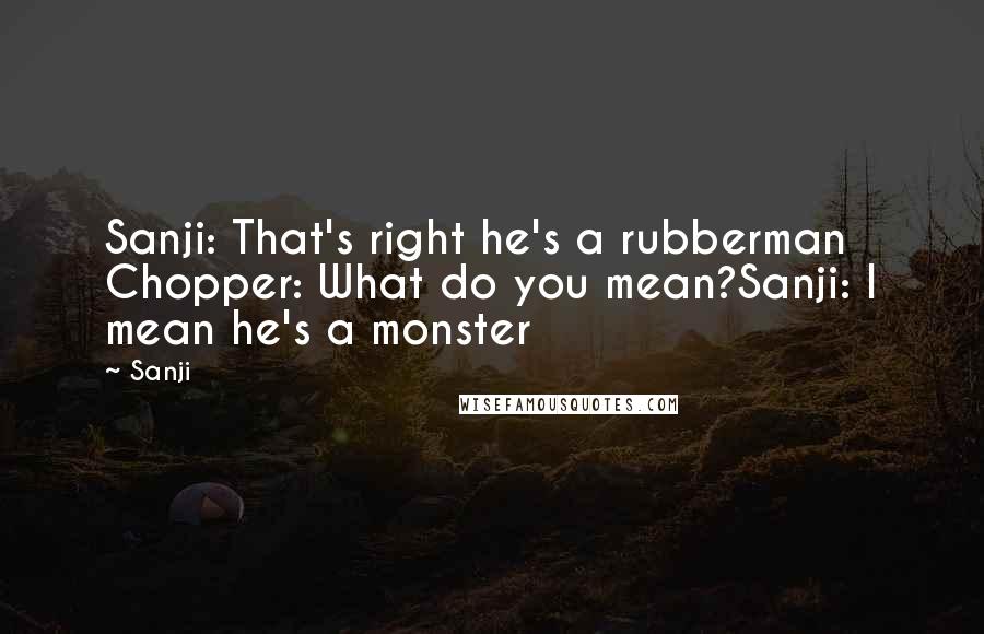 Sanji Quotes: Sanji: That's right he's a rubberman Chopper: What do you mean?Sanji: I mean he's a monster
