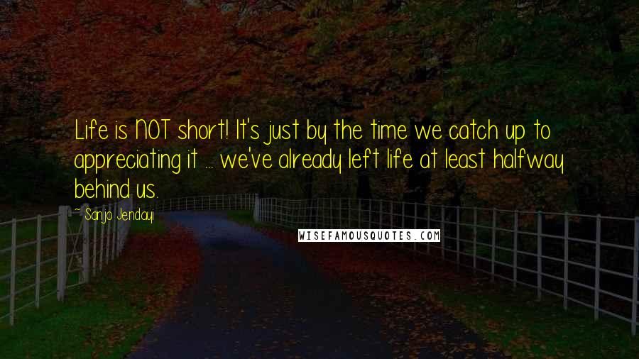 Sanjo Jendayi Quotes: Life is NOT short! It's just by the time we catch up to appreciating it ... we've already left life at least halfway behind us.