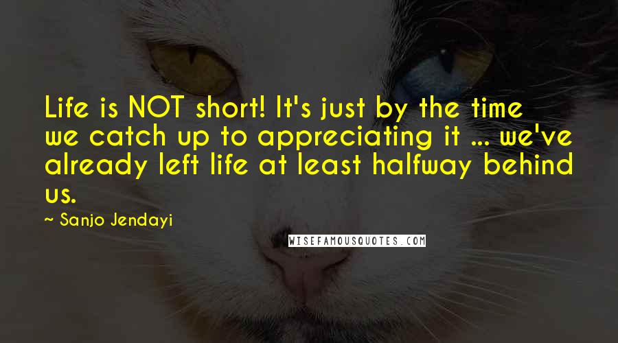 Sanjo Jendayi Quotes: Life is NOT short! It's just by the time we catch up to appreciating it ... we've already left life at least halfway behind us.