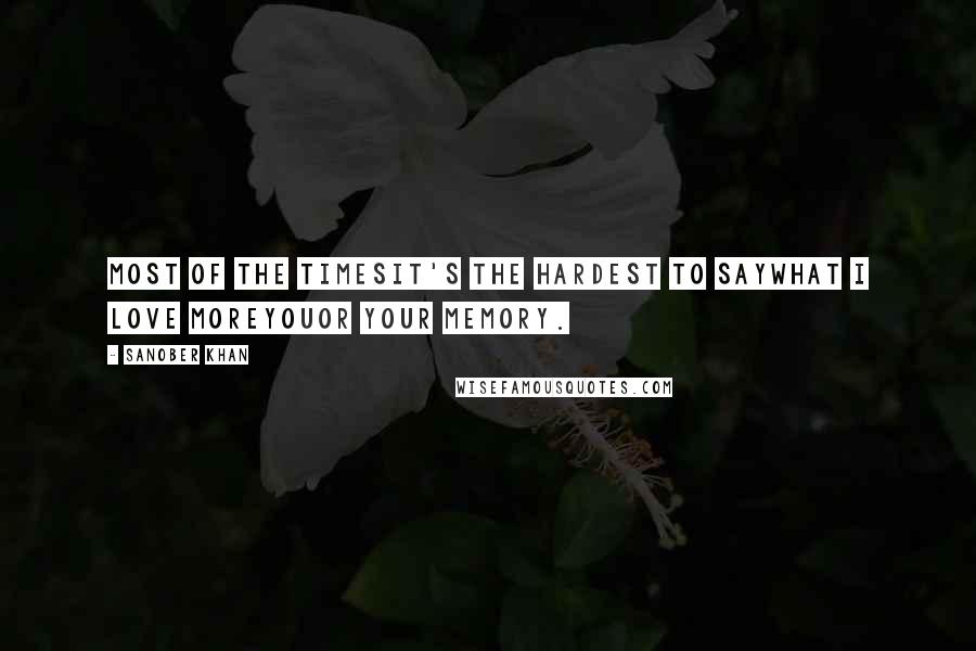 Sanober Khan Quotes: most of the timesit's the hardest to saywhat I love moreyouor your memory.