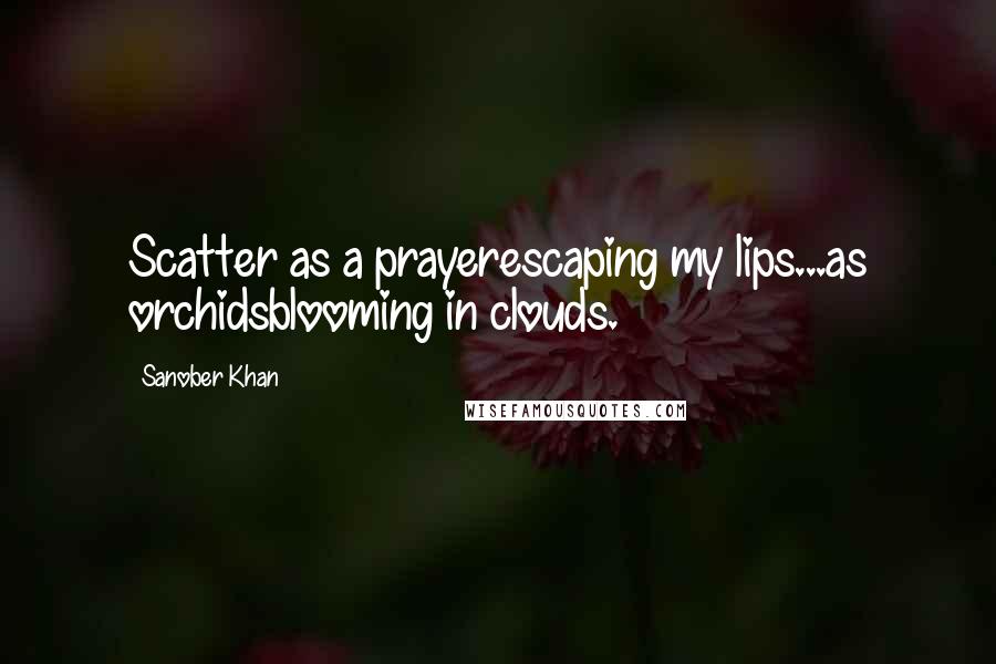 Sanober Khan Quotes: Scatter as a prayerescaping my lips...as orchidsblooming in clouds.