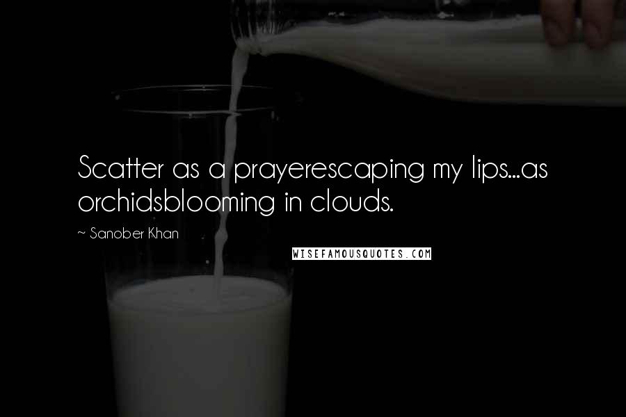 Sanober Khan Quotes: Scatter as a prayerescaping my lips...as orchidsblooming in clouds.