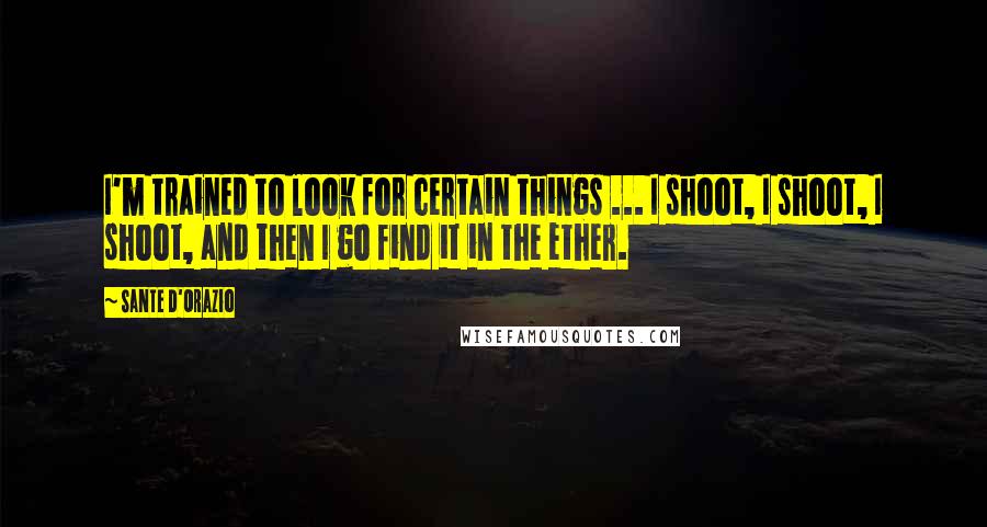 Sante D'Orazio Quotes: I'm trained to look for certain things ... I shoot, I shoot, I shoot, and then I go find it in the ether.