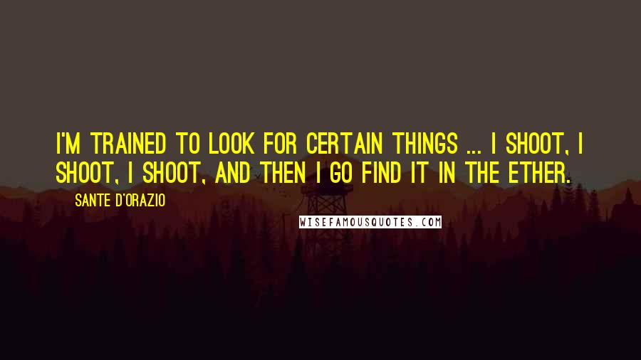 Sante D'Orazio Quotes: I'm trained to look for certain things ... I shoot, I shoot, I shoot, and then I go find it in the ether.