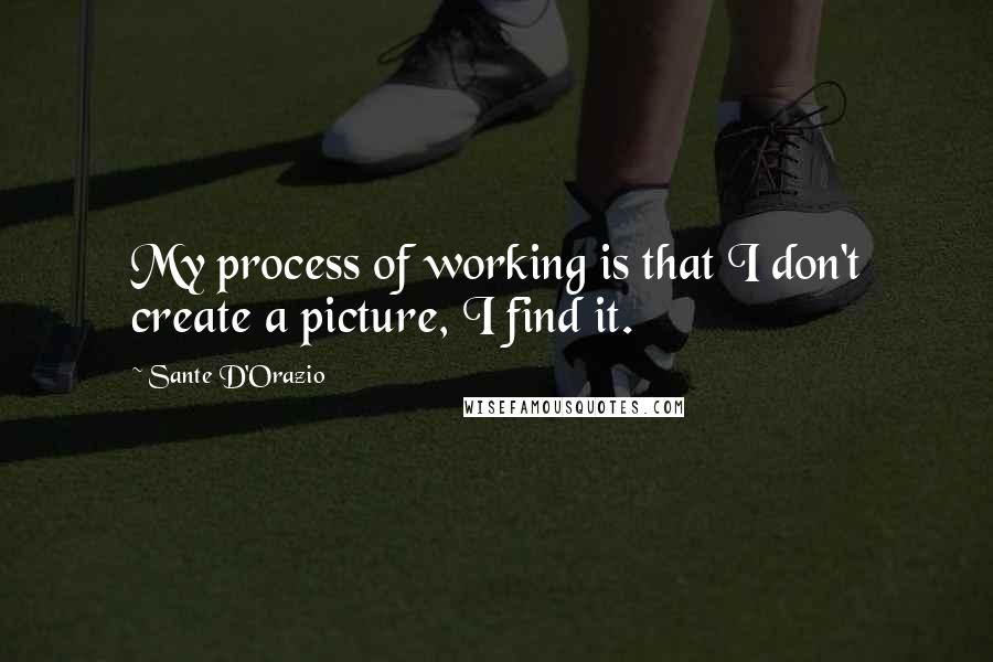 Sante D'Orazio Quotes: My process of working is that I don't create a picture, I find it.