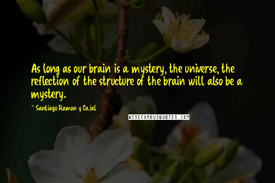 Santiago Ramon Y Cajal Quotes: As long as our brain is a mystery, the universe, the reflection of the structure of the brain will also be a mystery.