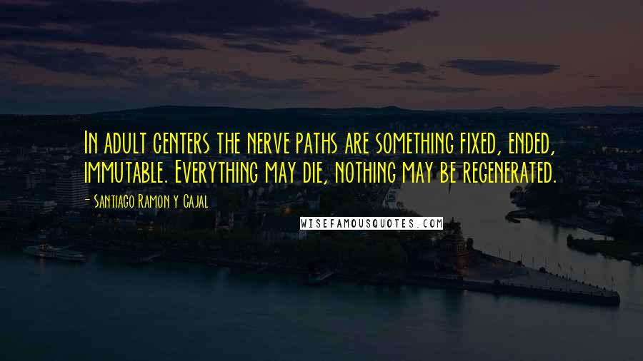 Santiago Ramon Y Cajal Quotes: In adult centers the nerve paths are something fixed, ended, immutable. Everything may die, nothing may be regenerated.