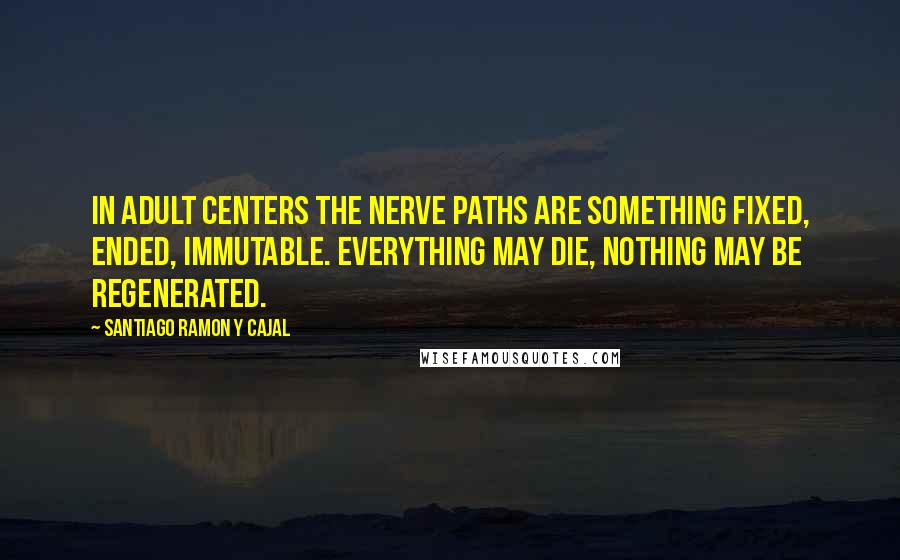 Santiago Ramon Y Cajal Quotes: In adult centers the nerve paths are something fixed, ended, immutable. Everything may die, nothing may be regenerated.