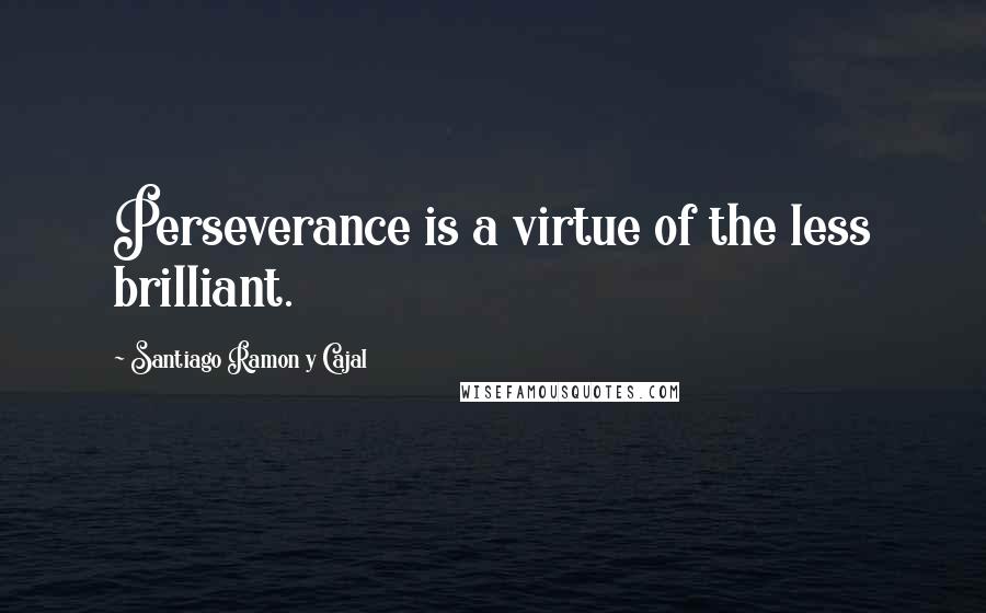 Santiago Ramon Y Cajal Quotes: Perseverance is a virtue of the less brilliant.