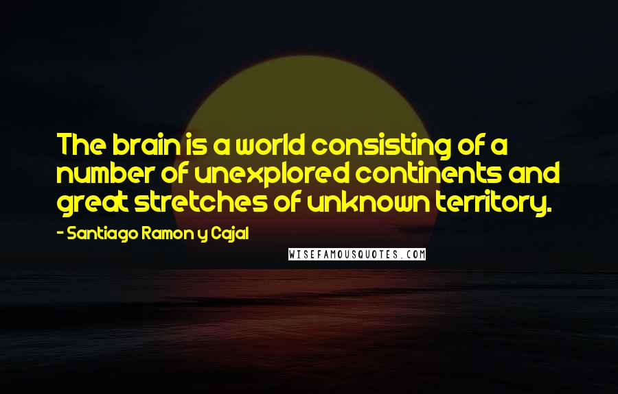 Santiago Ramon Y Cajal Quotes: The brain is a world consisting of a number of unexplored continents and great stretches of unknown territory.