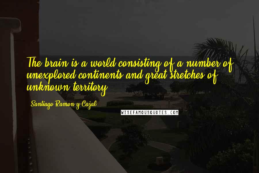 Santiago Ramon Y Cajal Quotes: The brain is a world consisting of a number of unexplored continents and great stretches of unknown territory.