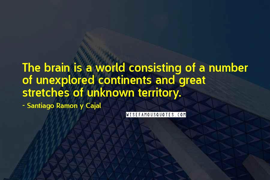 Santiago Ramon Y Cajal Quotes: The brain is a world consisting of a number of unexplored continents and great stretches of unknown territory.