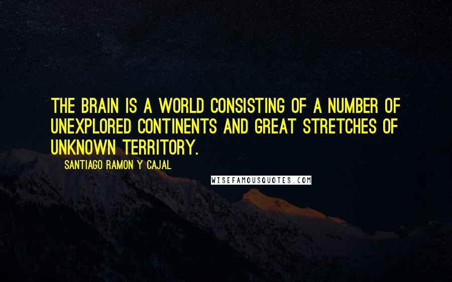 Santiago Ramon Y Cajal Quotes: The brain is a world consisting of a number of unexplored continents and great stretches of unknown territory.