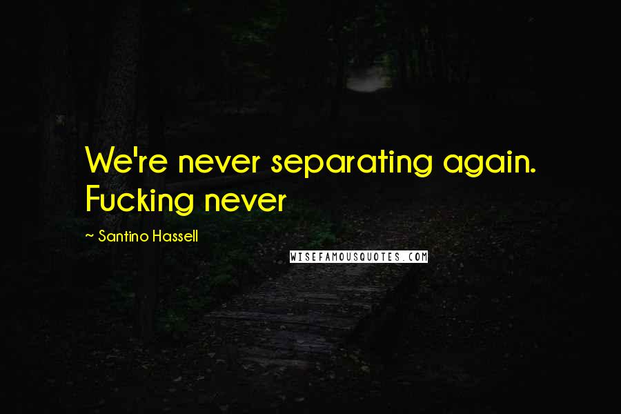 Santino Hassell Quotes: We're never separating again. Fucking never