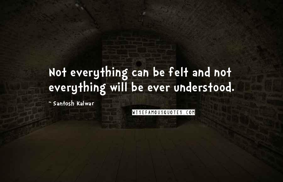 Santosh Kalwar Quotes: Not everything can be felt and not everything will be ever understood.