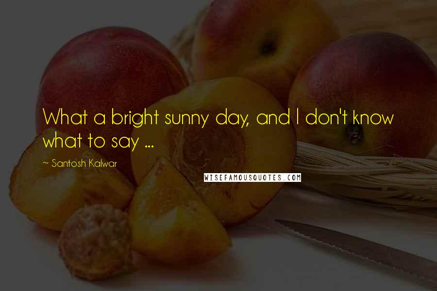 Santosh Kalwar Quotes: What a bright sunny day, and I don't know what to say ...