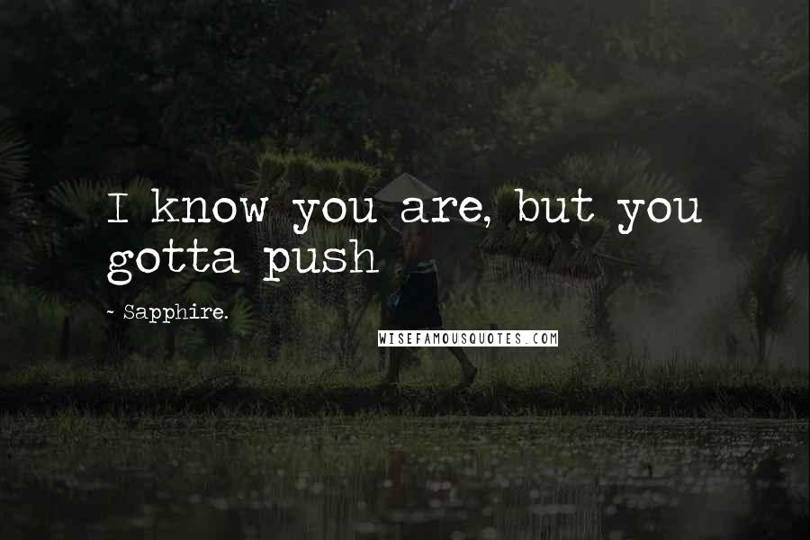 Sapphire. Quotes: I know you are, but you gotta push